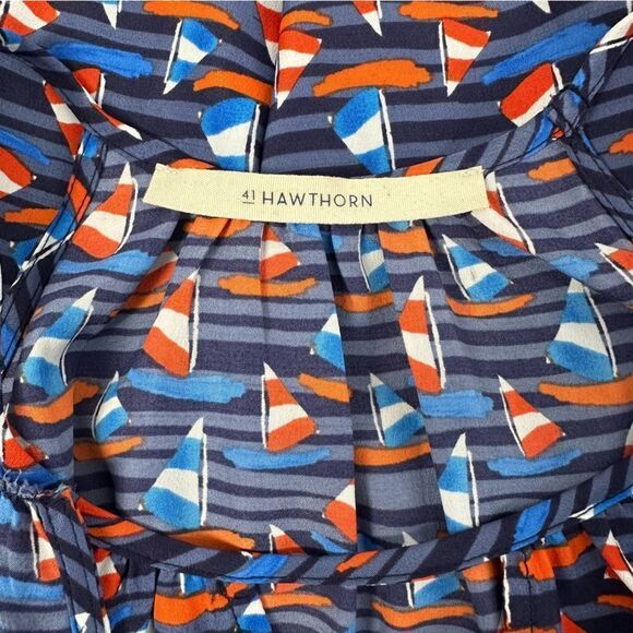 41 HAWTHORN Halter Neck Sailboats Novelty Print Waist Tie Dress Sz S - Picture 6 of 7